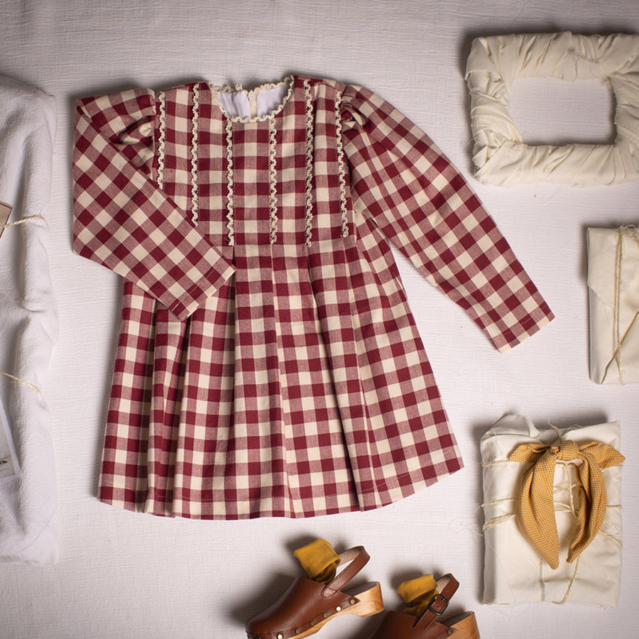 Birinit Petit :: Maroon Gingham Dress
