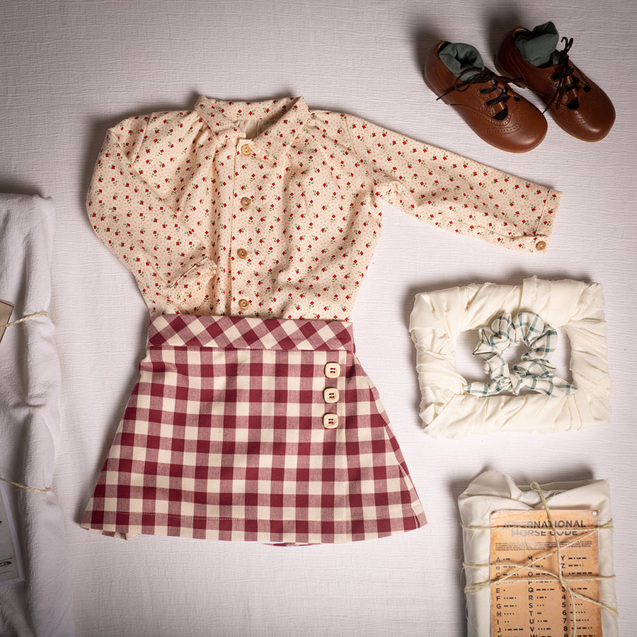 Birinit Petit :: Maroon Gingham Mini Skirt