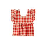 Emile Et Ida -  Blouse Brodee Carreau Vichy Rouge