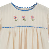 Emile Et Ida -  Blouse Brodee Creme / Blue and Pink