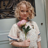 Emile Et Ida -  Blouse Brodee Creme / Blue and Pink