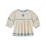 Emile Et Ida -  Blouse Brodee Creme / Blue