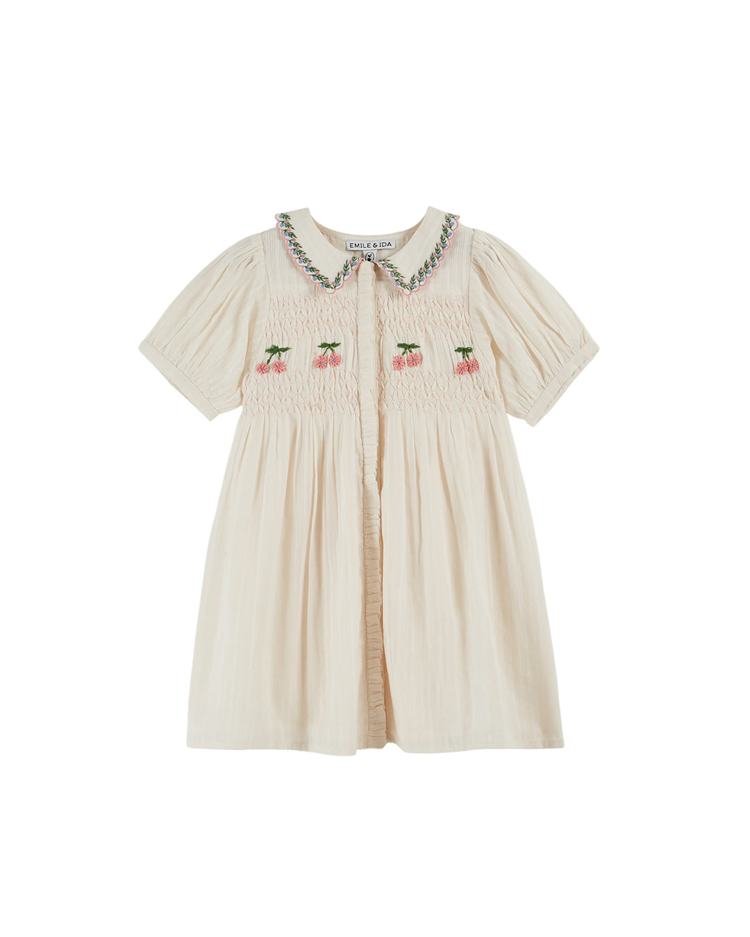 Emile Et Ida :: Robe Brodee Smocks Main Creme – The Front Shop