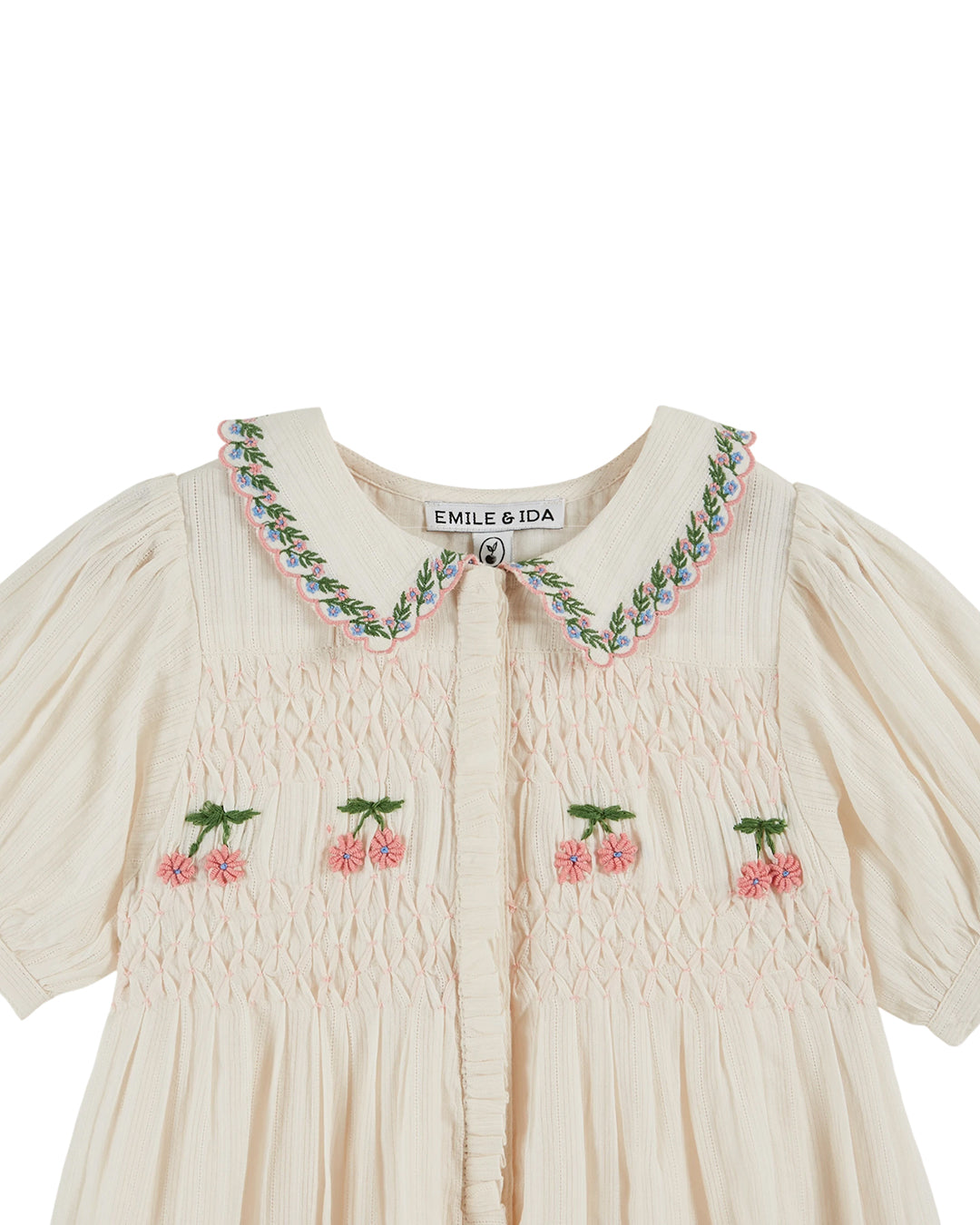 Emile Et Ida :: Robe Brodee Smocks Main Creme – The Front Shop