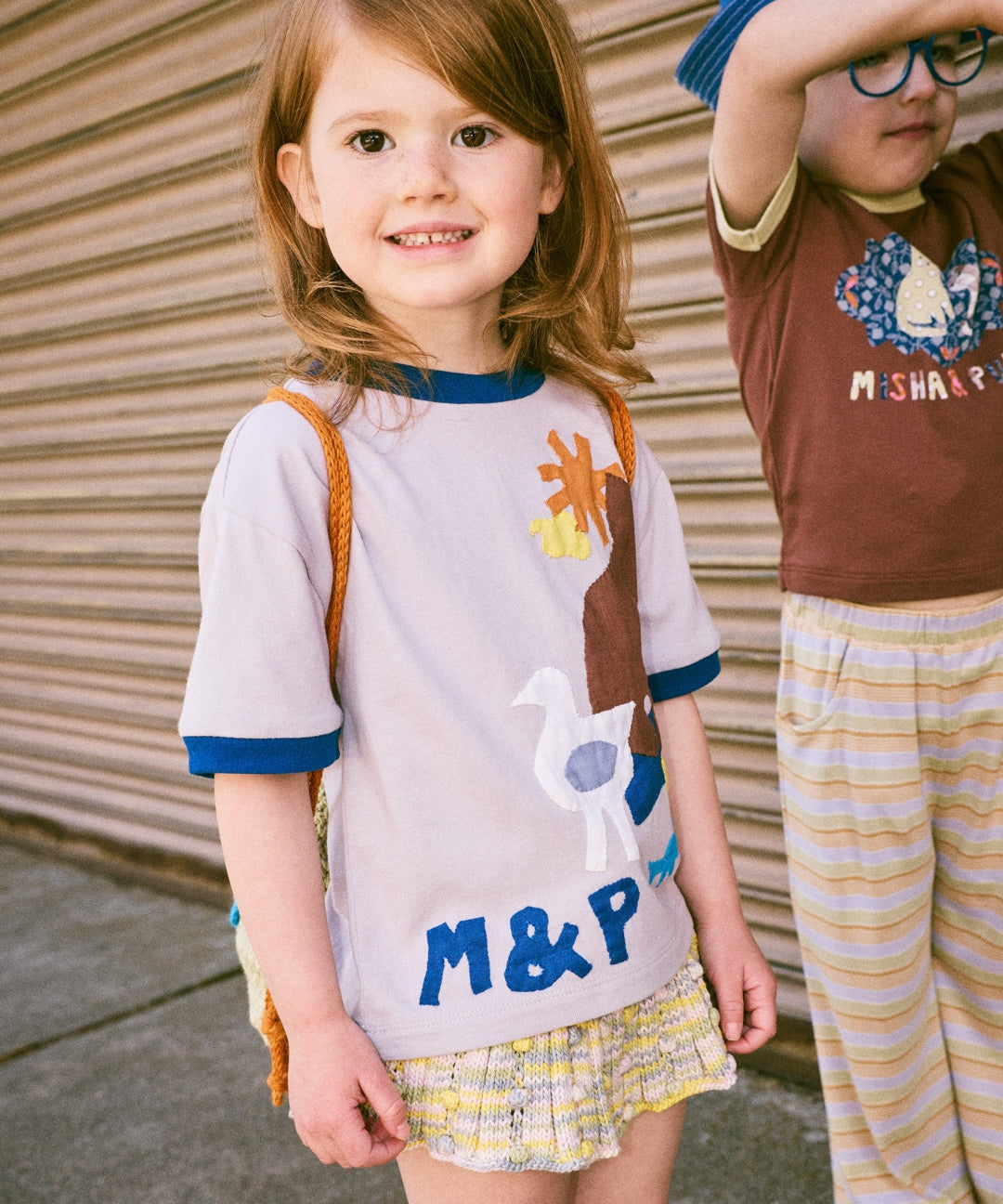 Misha And Puff -  Farm Applique Tee Mist