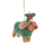 Felt So Good :: Handmade Felt Rudolph Dachshund Dog