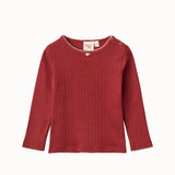 Floess - Liva Pointelle Blouse Dark Cranberry