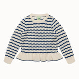 Fub - Pointelle Tee Ecru/Deep Indigo