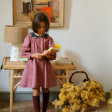 Bonjour Diary - Embroidered Dress Red Chambray