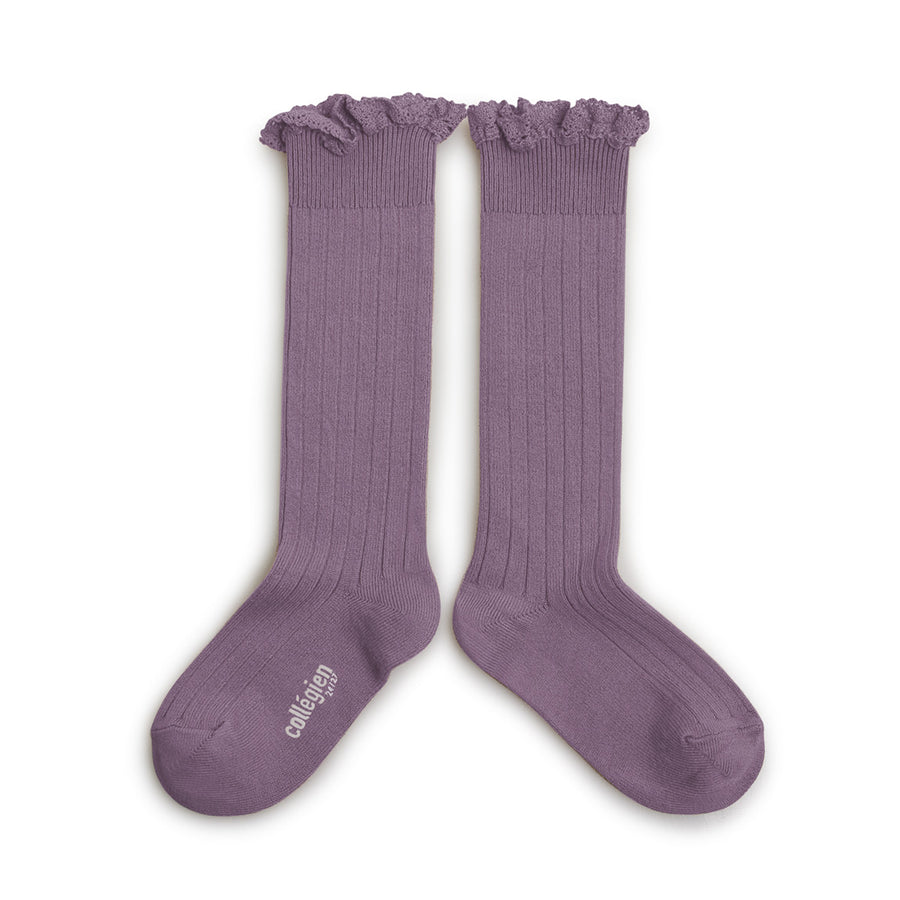 Collegien :: Josephine Lace Trim Knee High Socks 406