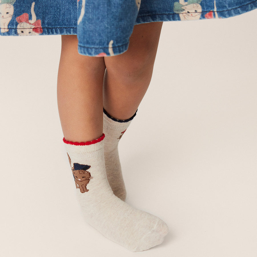 Konges Sloejd :: 2 Pack Lapis Socks Cat/Flower