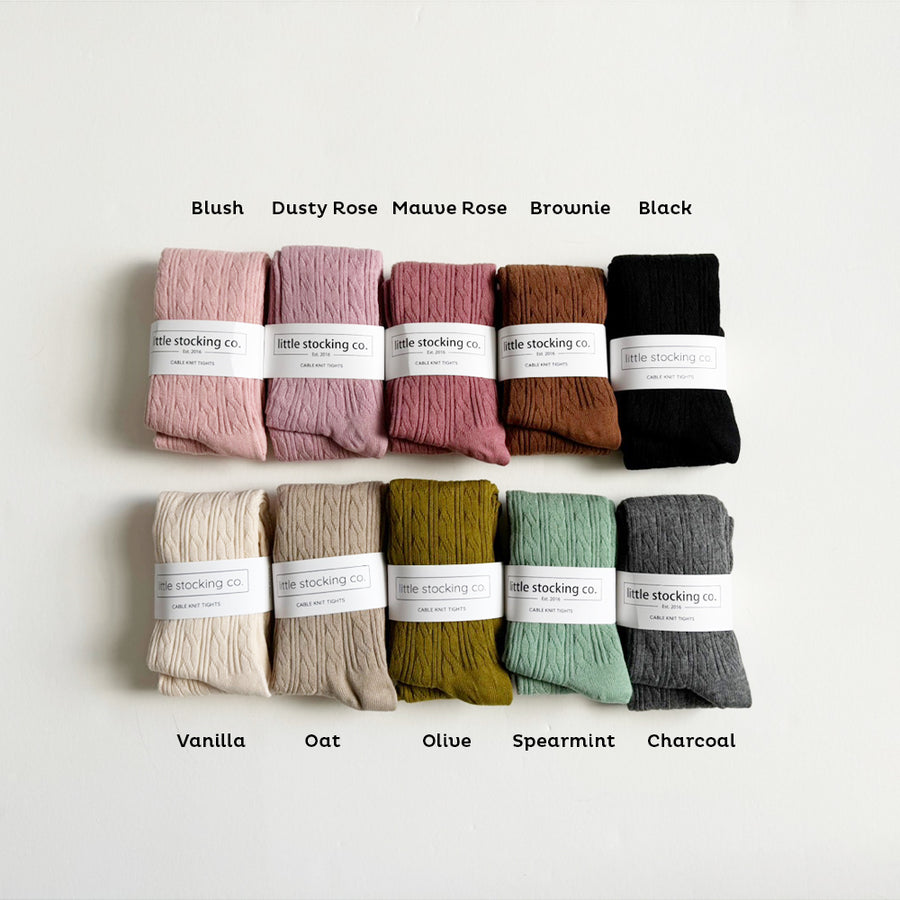 Little Stocking Co :: Dusty Rose Cable Knit Tights