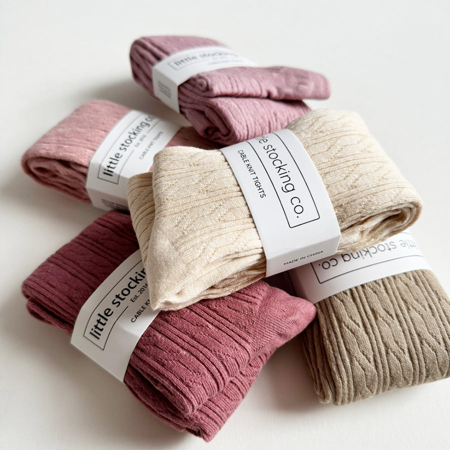 Little Stocking Co :: Dusty Rose Cable Knit Tights