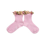 Collegien - Anemone Embroidered Ruffle Ribbed Ankle Socks 127