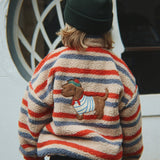 Konges Sloejd - Jody Embroidery Teddy Jacket Grs Tangerine Stripe
