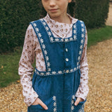 Lali Kids :: Clara Romper In Bijou Blue Embroidery