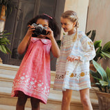 Lali Kids :: Sofia Dress In Coral Crossstitch