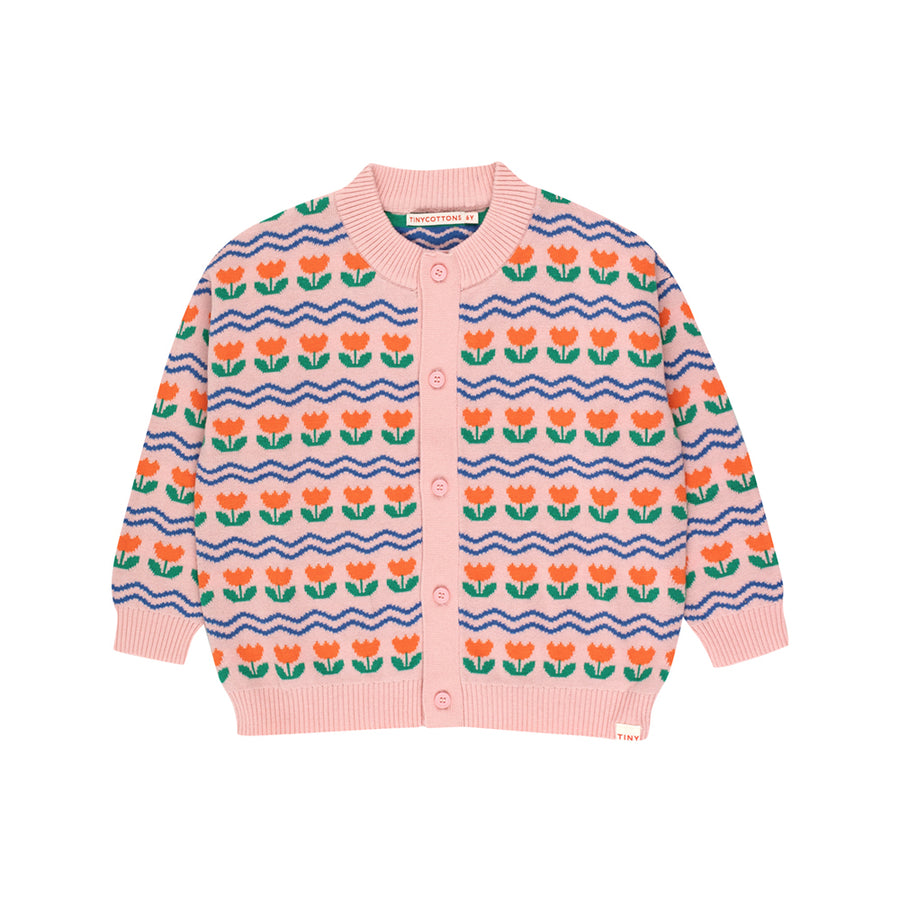 Tiny Cottons :: Flowers Mockneck Cardigan Pink