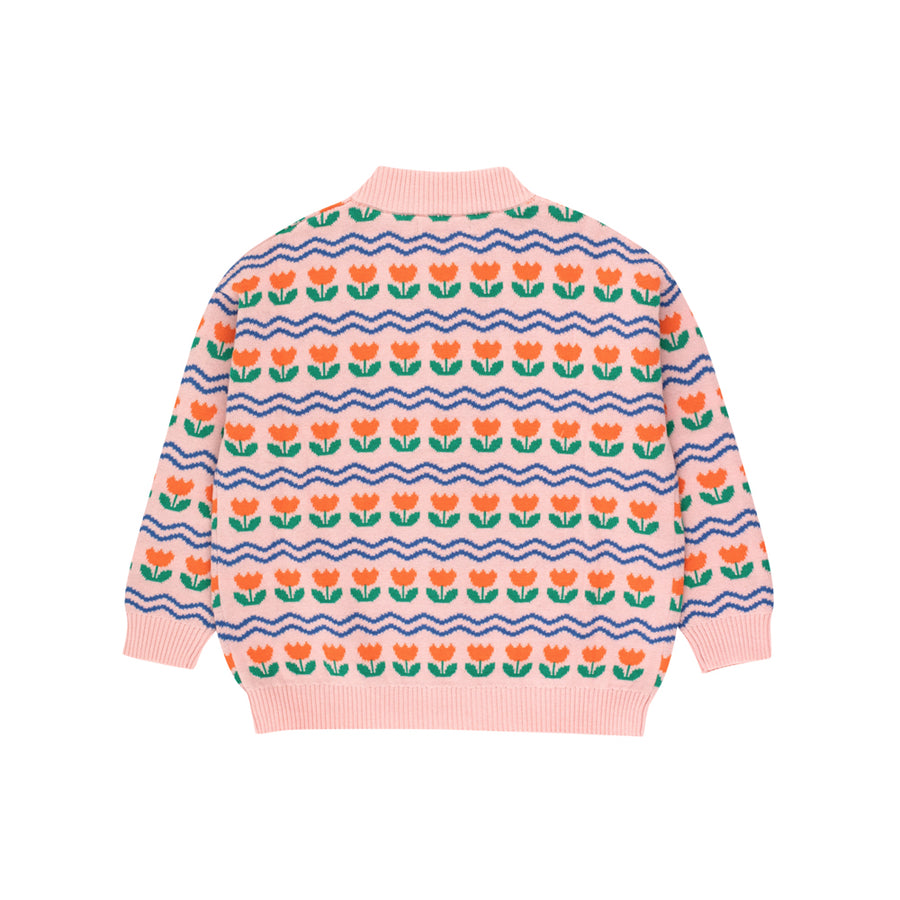 Tiny Cottons :: Flowers Mockneck Cardigan Pink