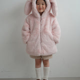 Mes Kids Des Fleurs - Bunny Ear Hooded Coat Pink