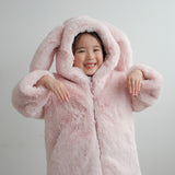 Mes Kids Des Fleurs - Bunny Ear Hooded Coat Pink