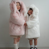Mes Kids Des Fleurs - Bunny Ear Hooded Coat White