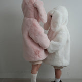 Mes Kids Des Fleurs - Bunny Ear Hooded Coat Pink