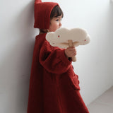 Mes Kids Des Fleurs - Lantern Sleeve Coat Red