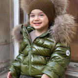 [Pre - Order] Mi Loves :: Luxurious Racoon Fur Trim Puff Jacket in Khaki Green