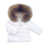 [Pre - Order] Mi Loves :: Racoon Fur Trim Puff Jacket Shiny White - 유광