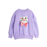 Mini Rodini :: Cat With Bowtie Chenille Sweatshirt Purple