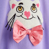Mini Rodini :: Cat With Bowtie Chenille Sweatshirt Purple