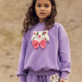 Mini Rodini :: Cat With Bowtie Chenille Sweatshirt Purple