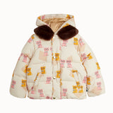 [Pre-Order] Mini Rodini - Kittens Aop Faux Fur Collar Puffer Multi