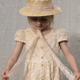 [Pre - Order] Frou Frou - Classic Canotier Straw Hat Lace Old Rose