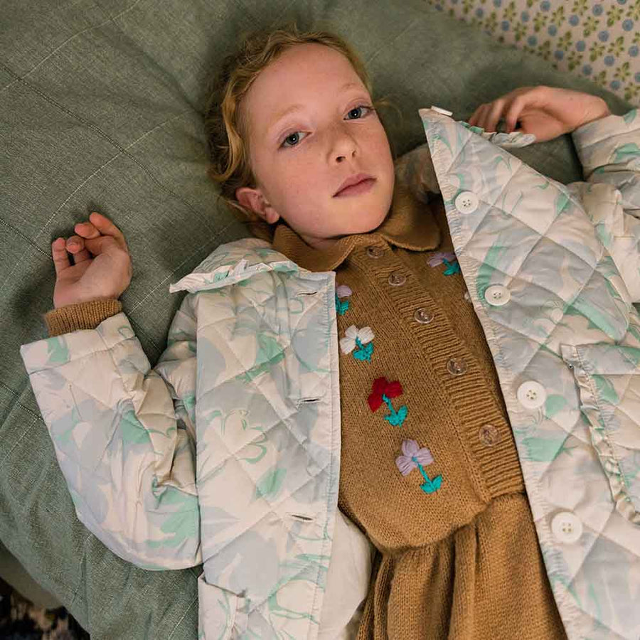 Fish And Kids :: Camel Dress With Embroidered Flowers And Buttons