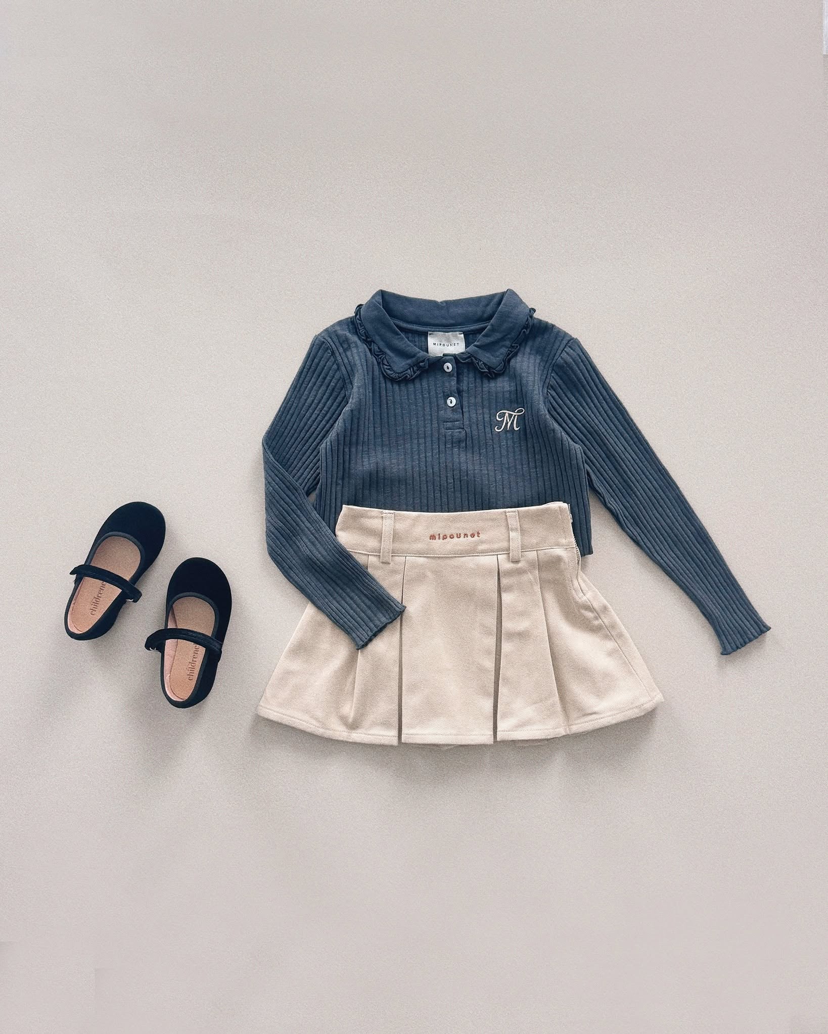 Mipounet Enrica Flamé Polo Grey - kids polo styled