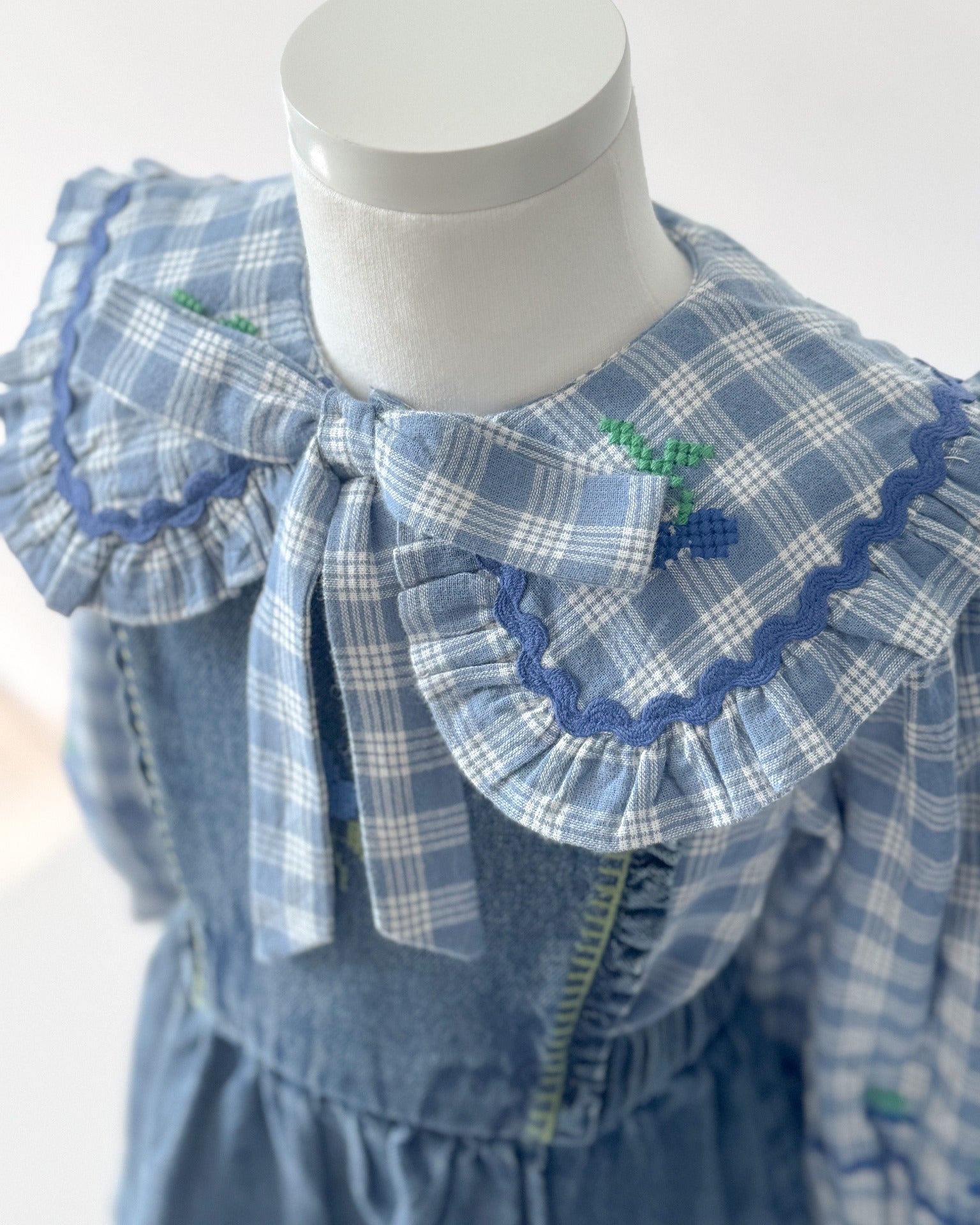 Emile Et Ida Blouse Grand Col Carreau - kids blouse alternate view