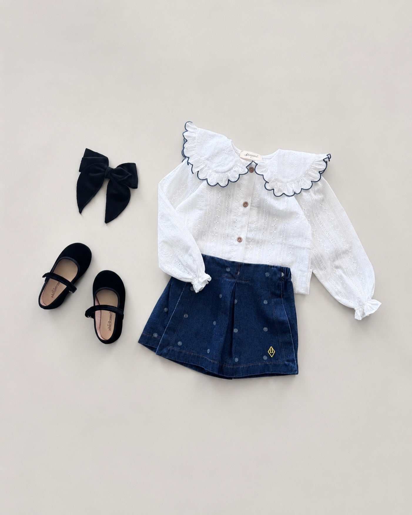 Birinit Petit Ivory Rita Embroidered Shirt - girls blouse lifestyle photo