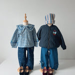 Emile Et Ida Blouse Grand Col Carreau - kids blouse outdoors