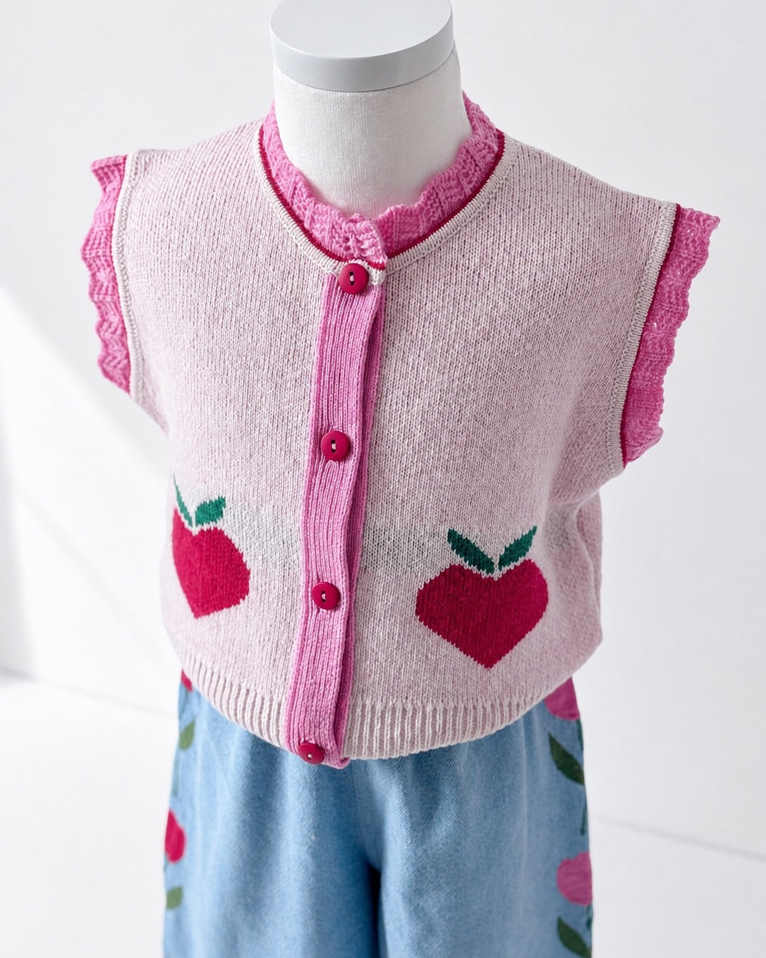 Bebe Organic Pomme Vest Love Apple Knit - kids vest outdoors