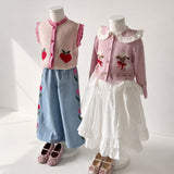 Bebe Organic Pomme Vest Love Apple Knit - kids vest worn outdoors