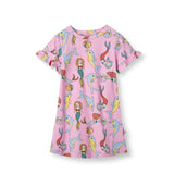 Smafolk :: Short-Sleeved Dress With Mermaids And Dolphins Pink Lavender