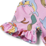Smafolk :: Short-Sleeved Dress With Mermaids And Dolphins Pink Lavender