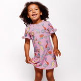 Smafolk :: Short-Sleeved Dress With Mermaids And Dolphins Pink Lavender
