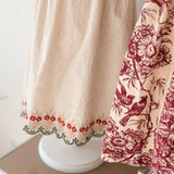 Bonjour Diary - Embroidered Skirt Dress Natural Cotton Flex