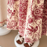 Bonjour Diary - Skirt Dress With Triangle Scarf Bird Print