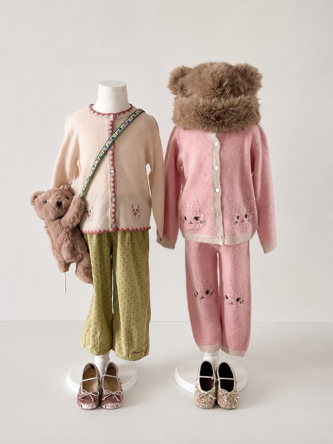Konges Sløjd Kitty Cardigan and Kitty Pants Silver Pink - kids matching set, view 1