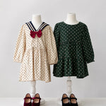 Konges Sløjd Elin Long Sleeve Bow Dress Dot Marseille - kids dress, view 5