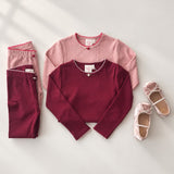 Floess - Liva Pointelle Leggings Dark Cranberry